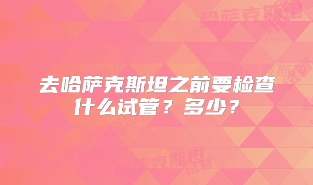 去哈萨克斯坦之前要检查什么试管？多少？