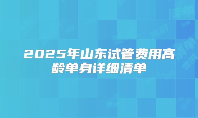 2025年山东试管费用高龄单身详细清单