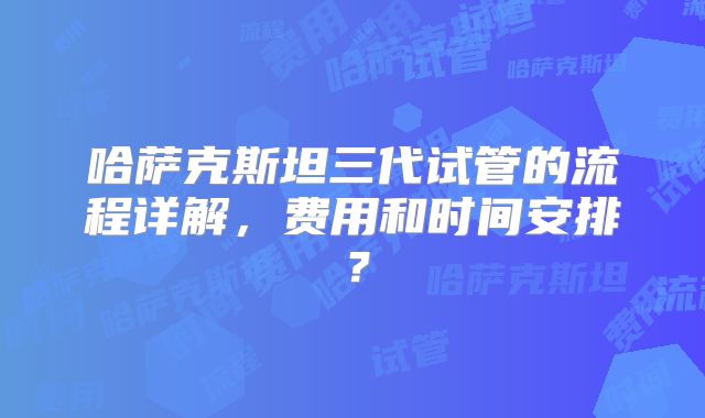 哈萨克斯坦三代试管的流程详解,费用和时间安排?