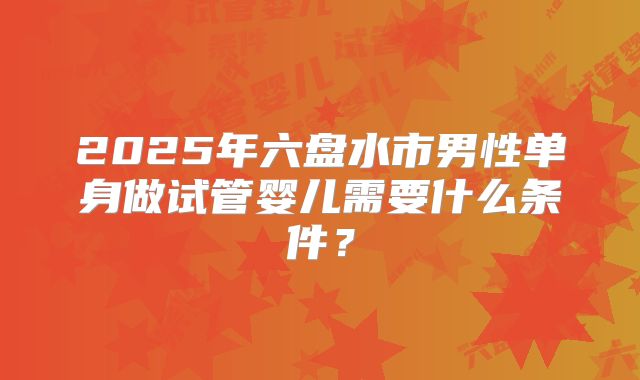 2025年六盘水市男性单身做试管婴儿需要什么条件？