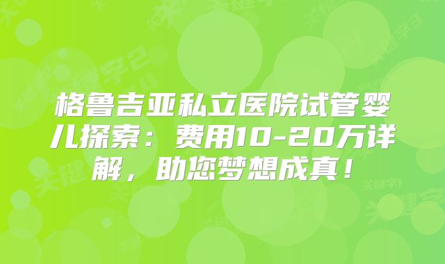 格鲁吉亚私立医院试管婴儿探索:费用10-20万详解,助您梦想成真!