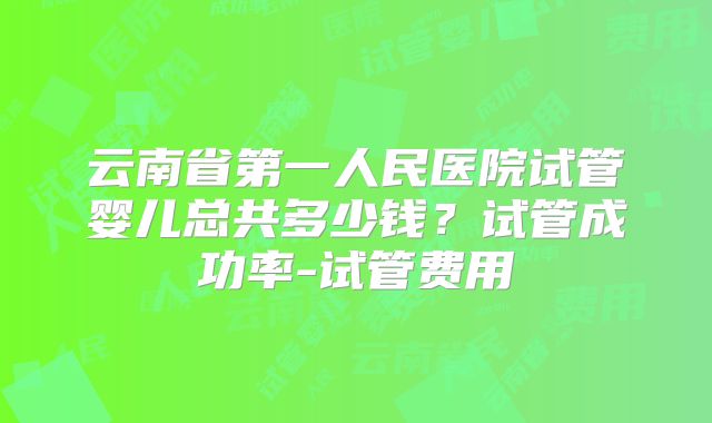 云南省第一人民医院试管婴儿总共多少钱？试管成功率-试管费用