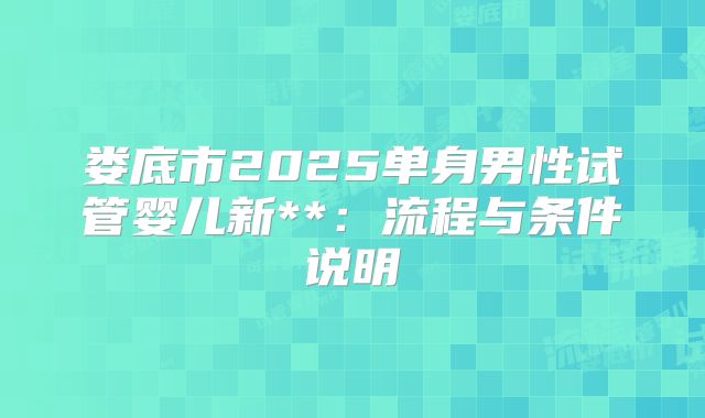 娄底市2025单身男性试管婴儿新**：流程与条件说明