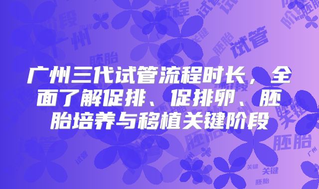 广州三代试管流程时长，全面了解促排、促排卵、胚胎培养与移植关键阶段