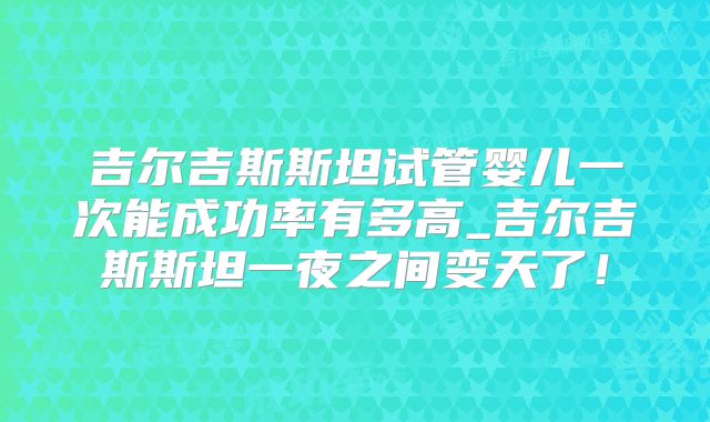 吉尔吉斯斯坦试管婴儿一次能成功率有多高_吉尔吉斯斯坦一夜之间变天了！