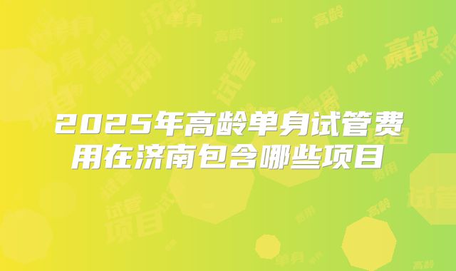 2025年高龄单身试管费用在济南包含哪些项目