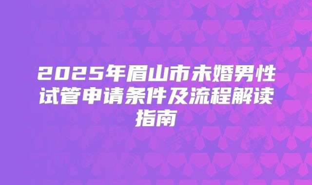 2025年眉山市未婚男性试管申请条件及流程解读指南