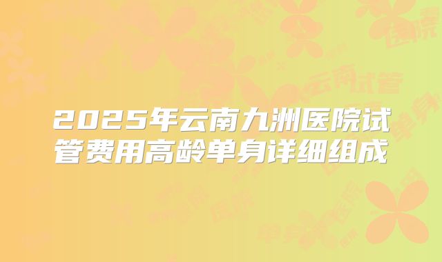 2025年云南九洲医院试管费用高龄单身详细组成