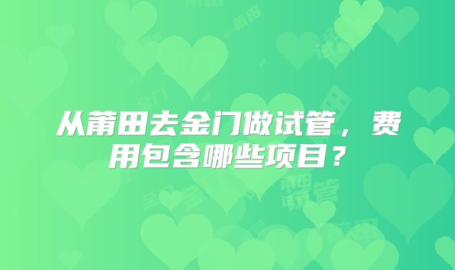 从莆田去金门做试管,费用包含哪些项目?