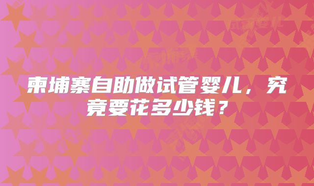 柬埔寨自助做试管婴儿,究竟要花多少钱?