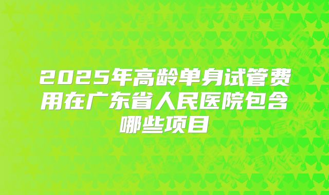 2025年高龄单身试管费用在广东省人民医院包含哪些项目