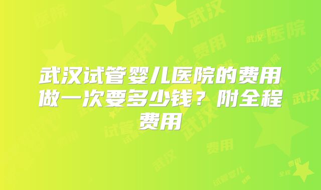 武汉试管婴儿医院的费用做一次要多少钱?附全程费用