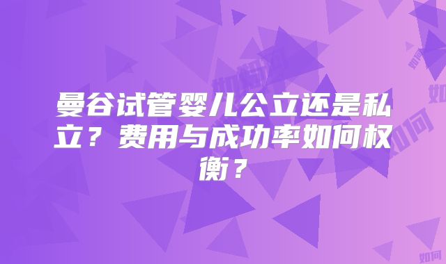 曼谷试管婴儿公立还是私立？费用与成功率如何权衡？