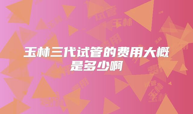 玉林三代试管的费用大概是多少啊