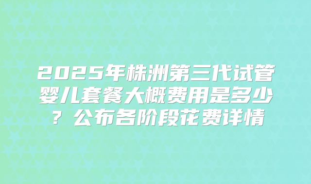 2025年株洲第三代试管婴儿套餐大概费用是多少?公布各阶段花费详情