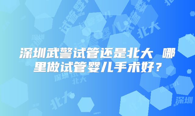 深圳武警试管还是北大 哪里做试管婴儿手术好？