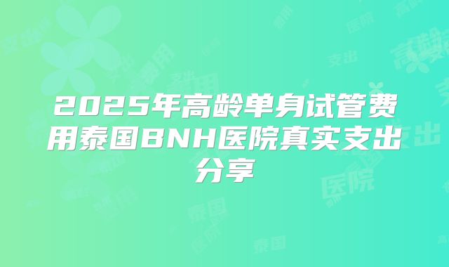 2025年高龄单身试管费用泰国BNH医院真实支出分享