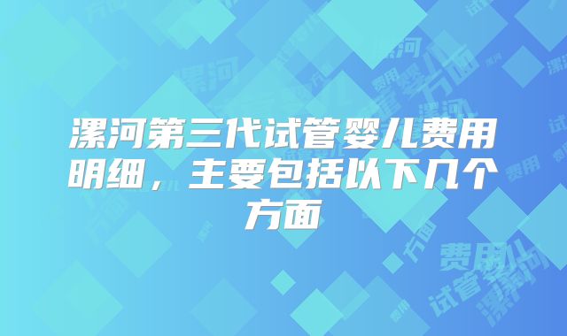 漯河第三代试管婴儿费用明细，主要包括以下几个方面