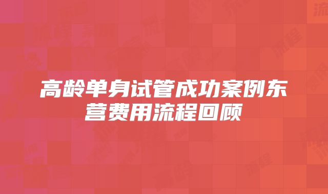 高龄单身试管成功案例东营费用流程回顾