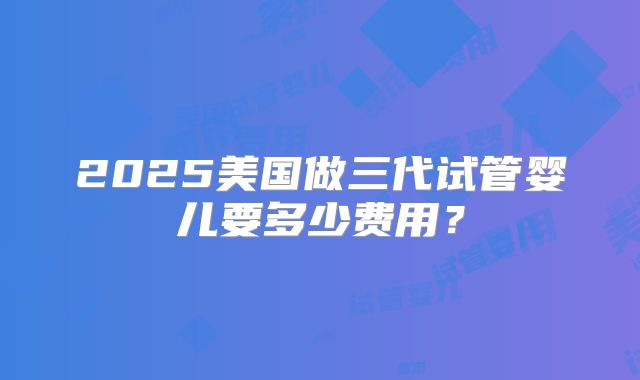 2025美国做三代试管婴儿要多少费用?