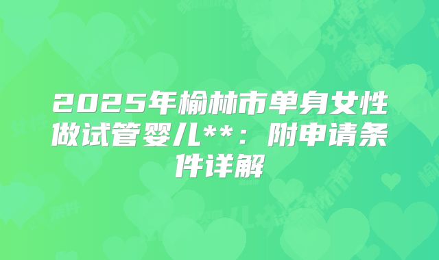 2025年榆林市单身女性做试管婴儿**:附申请条件详解