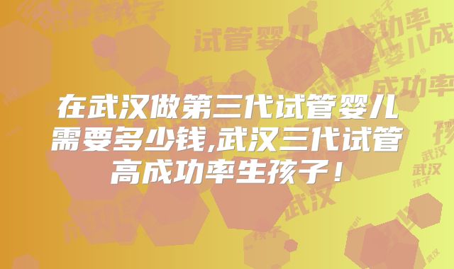 在武汉做第三代试管婴儿需要多少钱,武汉三代试管高成功率生孩子!