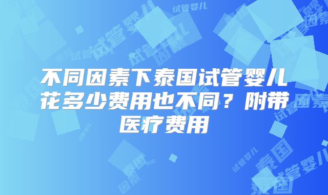 不同因素下泰国试管婴儿花多少费用也不同？附带医疗费用