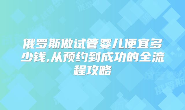 俄罗斯做试管婴儿便宜多少钱,从预约到成功的全流程攻略