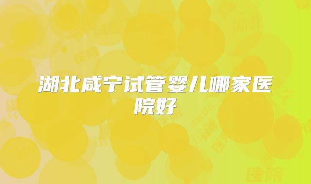 湖北咸宁试管婴儿哪家医院好