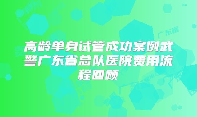 高龄单身试管成功案例武警广东省总队医院费用流程回顾