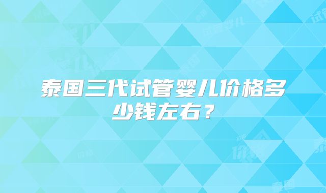 泰国三代试管婴儿价格多少钱左右?
