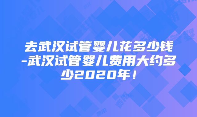 去武汉试管婴儿花多少钱-武汉试管婴儿费用大约多少2020年!