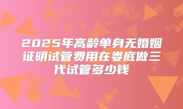 2025年高龄单身无婚姻证明试管费用在娄底做三代试管多少钱