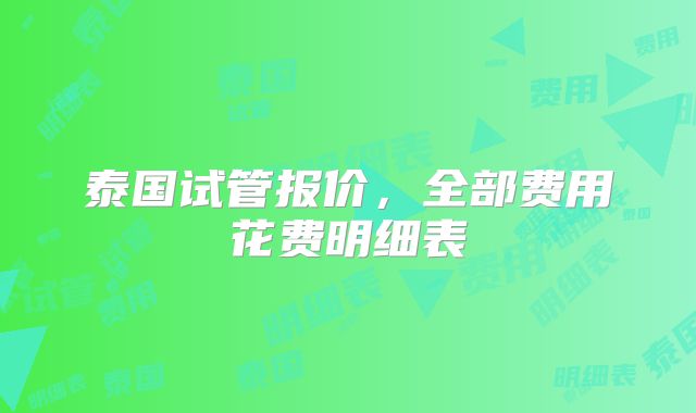 泰国试管报价,全部费用花费明细表