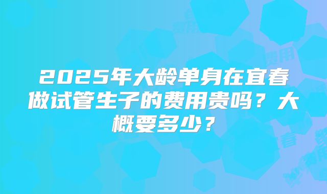 2025年大龄单身在宜春做试管生子的费用贵吗?大概要多少?