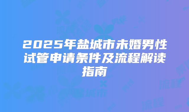 2025年盐城市未婚男性试管申请条件及流程解读指南