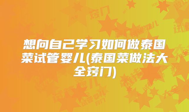 想向自己学习如何做泰国菜试管婴儿(泰国菜做法大全窍门)