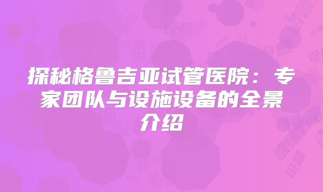 探秘格鲁吉亚试管医院:专家团队与设施设备的全景介绍
