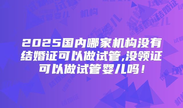 2025国内哪家机构没有结婚证可以做试管,没领证可以做试管婴儿吗!