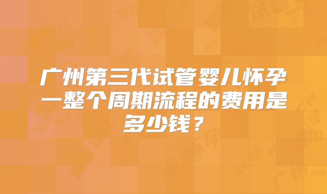 广州第三代试管婴儿怀孕一整个周期流程的费用是多少钱？