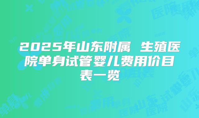 2025年山东附属 生殖医院单身试管婴儿费用价目表一览