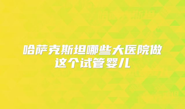 哈萨克斯坦哪些大医院做这个试管婴儿