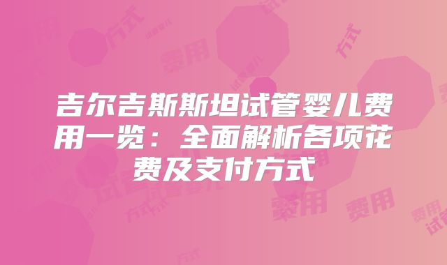 吉尔吉斯斯坦试管婴儿费用一览:全面解析各项花费及支付方式