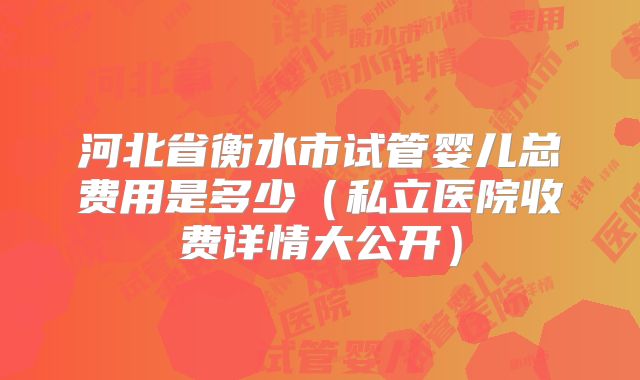河北省衡水市试管婴儿总费用是多少（私立医院收费详情大公开）