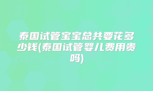 泰国试管宝宝总共要花多少钱(泰国试管婴儿费用贵吗)