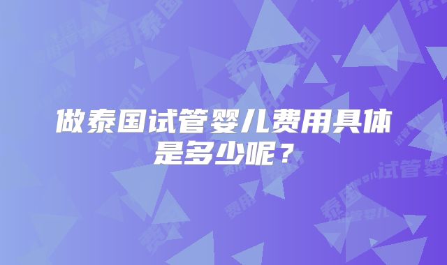 做泰国试管婴儿费用具体是多少呢?
