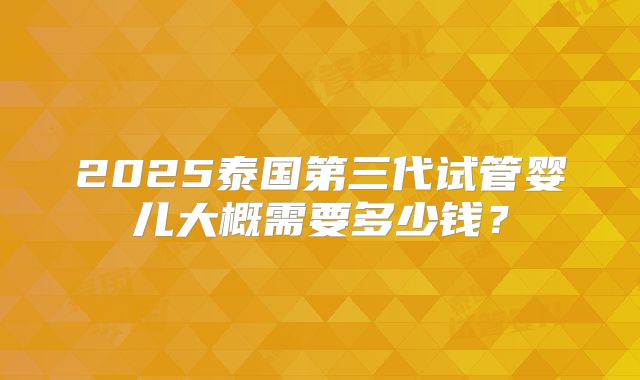 2025泰国第三代试管婴儿大概需要多少钱？