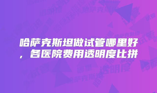 哈萨克斯坦做试管哪里好, 各医院费用透明度比拼