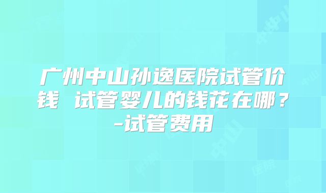 广州中山孙逸医院试管价钱 试管婴儿的钱花在哪？-试管费用