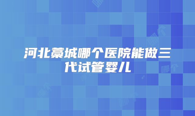 河北藁城哪个医院能做三代试管婴儿